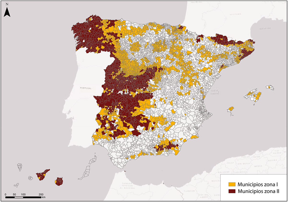 Listado de municipios de actuación prioritaria de protección frente al radón